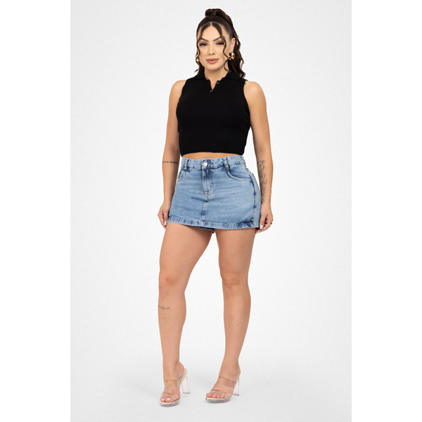 Short Saia Jeans Feminino Attitude