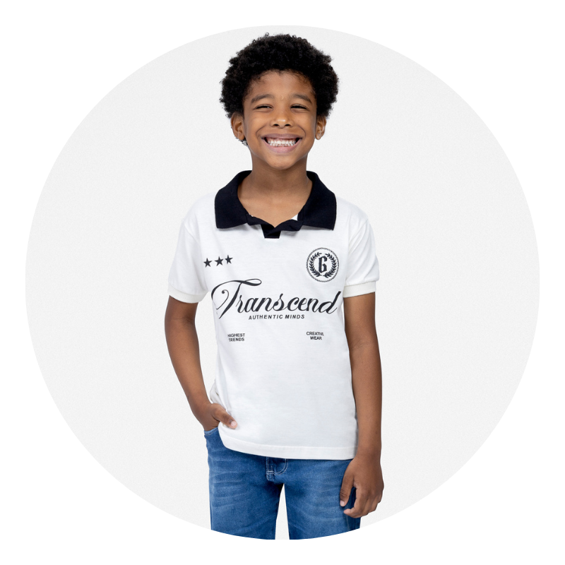 Camisa Polo Infantil com Estampa Transcend Authentic Minds - G91
