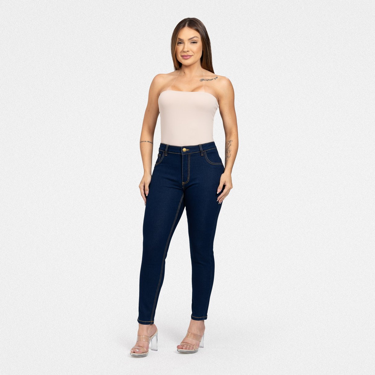 Cal&ccedil;a Jeans Skinny Feminina Cintura M&eacute;dia - Attitude