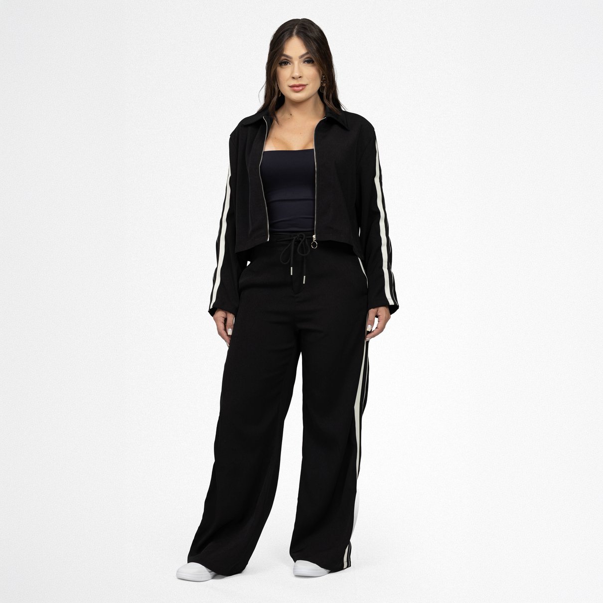Cal&ccedil;a Flare Feminina com Listras em Algod&atilde;o - Giulietta