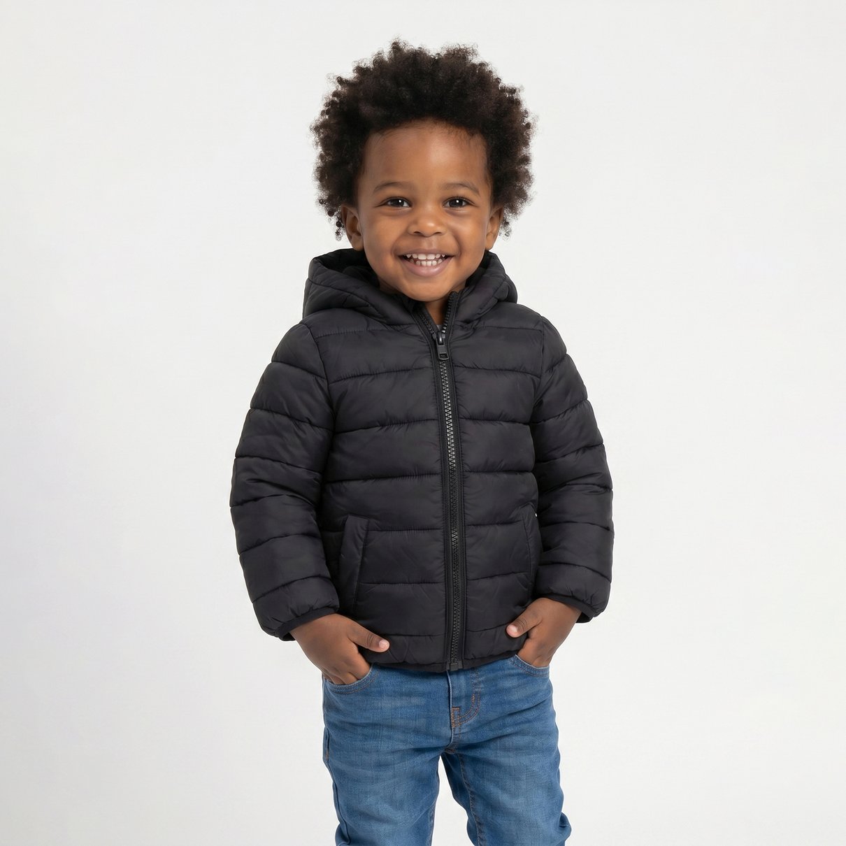 Jaqueta puffer com capuz bebê em poliamida - Toys