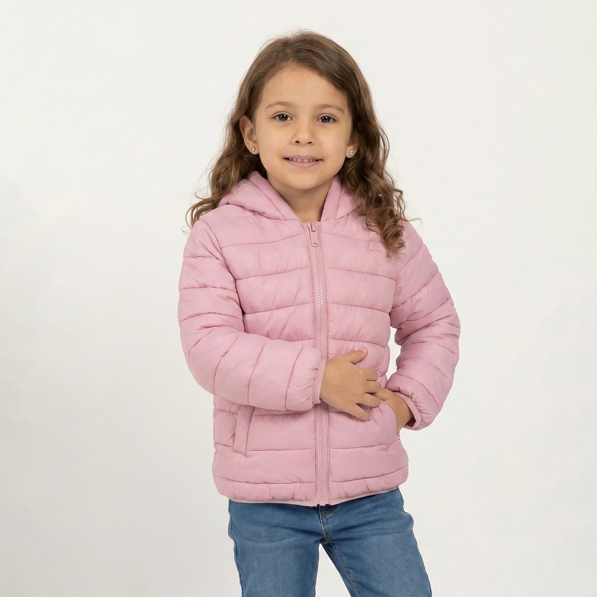 Jaqueta puffer com capuz infantil feminino em poliamida - Toys