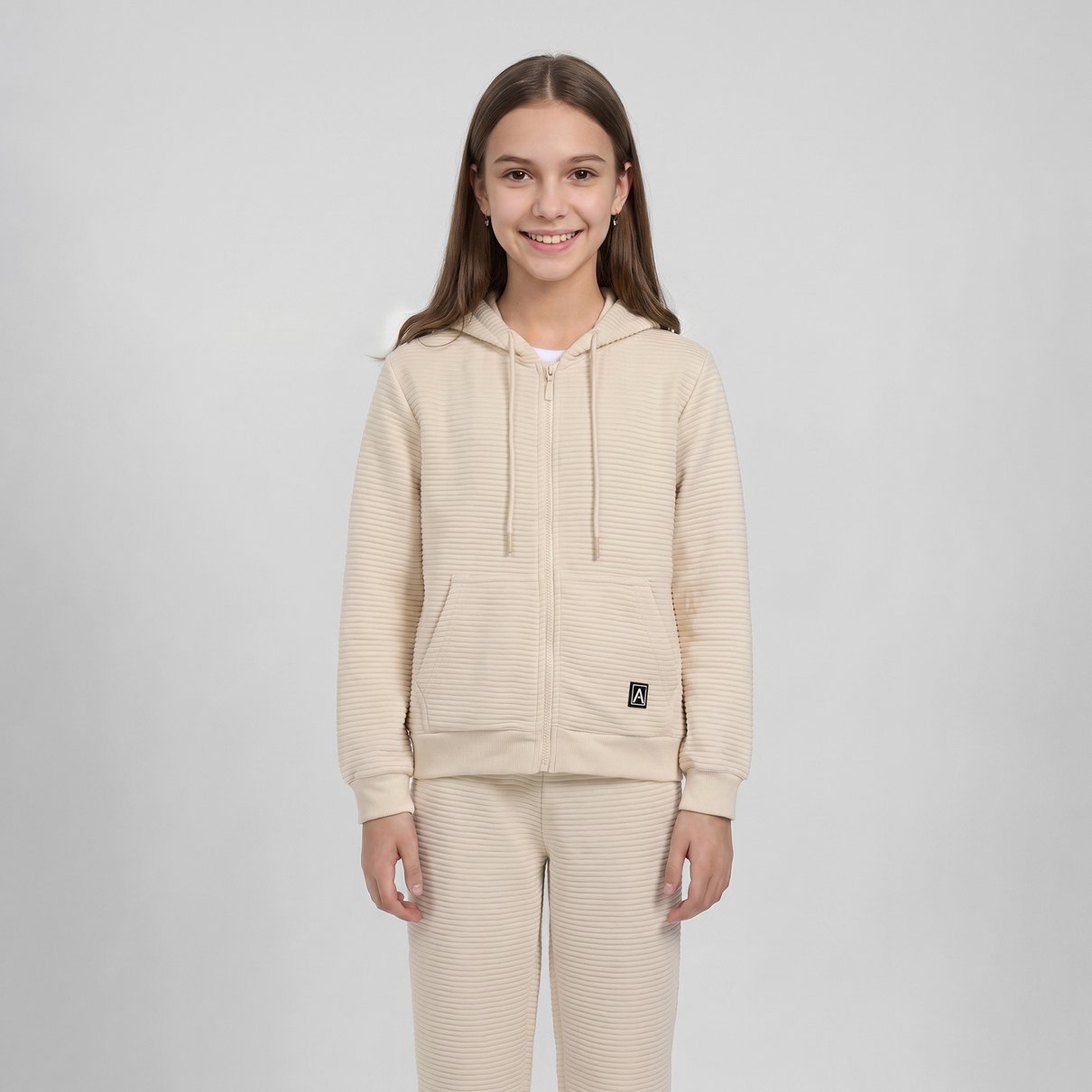 Blusa juvenil texturizada com capuz - Attitude