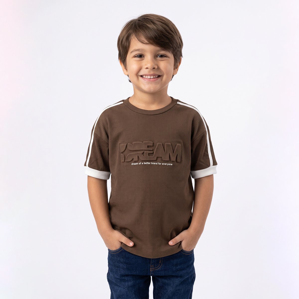 Camiseta Infantil Masculina Canelada com Estampa em Relevo - G91
