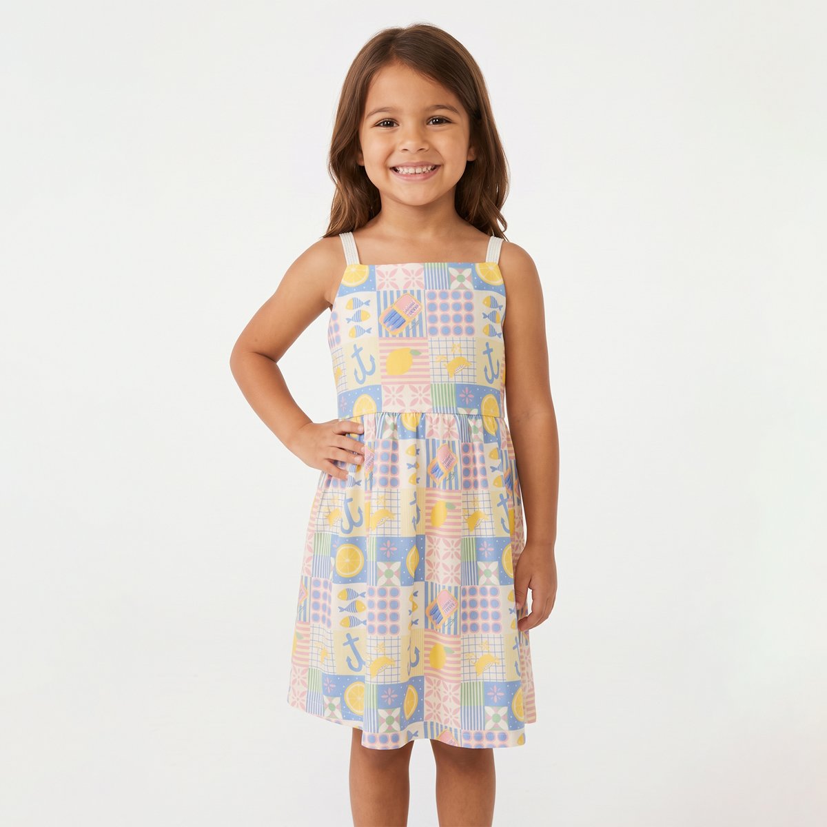 Vestido Infantil Feminino Estampado com Alças Largas - Sport Sul
